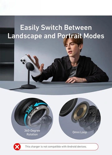 شارژر رومیزی انکر مدل MagGo Wireless Charging به همراه کابل USBC به طول 1.5 متر (6)